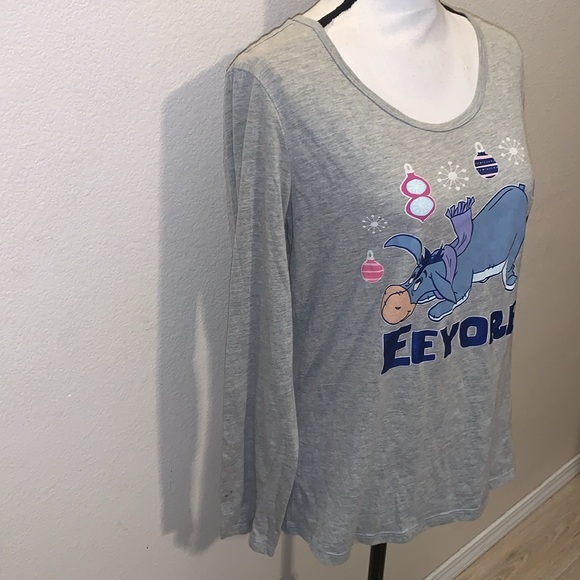 Disney Women’s Winnie The Pooh Eeyore long sleeve Pajama Top - Picture 3 of 6